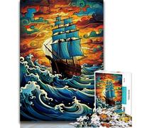1000 Pieces for Teenagers Pirate Ship at Sea Jigsaw Puzzles 1000 Pieces for Adults Teens,Birthday Present, Gifts for And Age 14 (50x75cm)