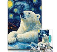 1000 Pieces for Teenagers Polar Bear Under The Night Sky 1000 Piece Jigsaw Puzzles for Adults,Educational Stress Relief Toy Great Gifts And Toys 50x75cm