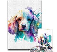 1000 Pieces for Teenagers Poodle Dog Watercolor Adult Jigsaws 1000 Pieces Difficult,Toys Educational Games Stress Relieving Artists Collection, Fine Art (38x26cm)