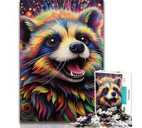 1000 Pieces for Teenagers Psychedelic Animal Raccoon Jigsaws 1000 Pieces for Teenagers,Decompressing Intellectual Educational Toy Great Gifts And Toys (50x75cm)