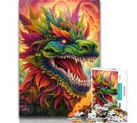 1000 Pieces for Teenagers Psychedelic Art Dragon 1000 Piece Jigsaw Puzzle for Adults And Teenagers,Educational Games Home Decoration Artists Collection, Fine Art 75x50cm