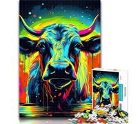 1000 Pieces for Teenagers Psychedelic Buffalo 1000 Piece Jigsaw Puzzles for Teenagers,Relax Games Is Ideal As A Gift for The Whole Family 26x38cm