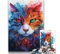 1000 Pieces for Teenagers Psychedelic Cat 1000 Pieces Jigsaw Puzzle for Adults& Teens,Educational Toys Is Ideal As A Gift for The Whole Family 26x38cm