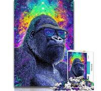 1000 Pieces for Teenagers Psychedelic Chimpanzee Jigsaw Puzzles 1000 Pieces for Adults Teens,Family Game Stress Reliever Difficult Challenge Great Gifts And Toys 50x75cm