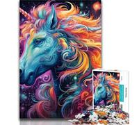 1000 Pieces for Teenagers Psychedelic Colored Horses Adult Jigsaw Puzzles 1000,for Educational Game Challenge Toy Artists Collection, Fine Art 26x38cm