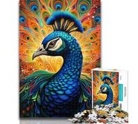 1000 Pieces for Teenagers Psychedelic Peacock Jigsaw Puzzles 1000 Pieces for Adults Teens,Perfect for Game Nights, Colorful Toy for Home Gift 26x38cm