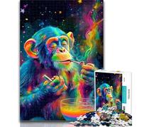 1000 Pieces for Teenagers Psychedelic Smoke Cat Adult Jigsaw Puzzles 1000,for Educational Game Challenge Toy Artists Collection, Fine Art 50x75cm