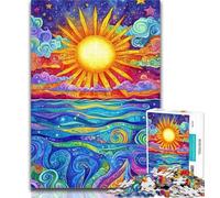 1000 Pieces for Teenagers Psychedelic Sun Jigsaw Puzzles 1000 Pieces for Adults Teens,Wishlist with Santa Claus for Age 14 26x38cm