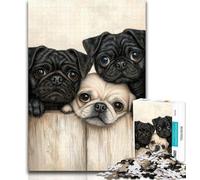 1000 Pieces for Teenagers Pug Jigsaw Puzzles for Adults 1000 Piece,Toys Educational Games Stress Relieving Wishlist with Santa Claus 50x75cm