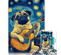1000 Pieces for Teenagers Pug Playing Guitar 1000 Piece Jigsaw Puzzles for Teenagers,DIY Birthday Gifts for Teens And Adults 26x38cm