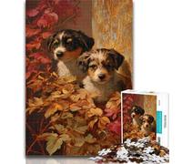 1000 Pieces for Teenagers Puppy in The Fallen Leaves 1000 Pieces Jigsaw Puzzle For Adults Teens,Toy Intellectual Game Artists Collection, Fine Art 26x38cm