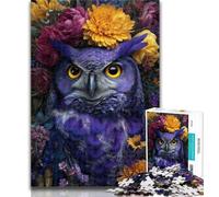1000 Pieces for Teenagers Purple Owl Puzzles 1000 Pieces for Adults,Stress Reliever Difficult Challenge Enhance Love between Couples 26x38cm