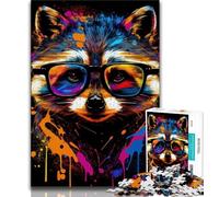 1000 Pieces for Teenagers Raccoon Pop Art Animal 1000 Piece Jigsaw Puzzles for Teenagers,Relax Games Is Ideal As A Gift for The Whole Family (26x38cm)