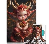 1000 Pieces for Teenagers Red Dragon Girl 1000 Pieces Jigsaw Puzzles for Adults And Teens,with Fully Interlocking Randomly Shaped Pieces for And 14 Years Old 26x38cm
