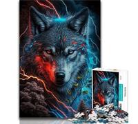 1000 Pieces for Teenagers Red Eye Wolf Puzzles 1000 Pieces for Adults,Educational Game Challenge Toy for Women And Men (50x75cm)