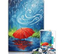 1000 Pieces for Teenagers Red Umbrella on A Rainy Day Jigsaw Puzzles 1000 Pieces for Adults Teens,Family Game Stress Reliever Difficult Challenge Great Gifts And Toys 50x75cm