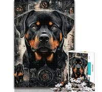 1000 Pieces for Teenagers Rottweiler Collage Adult Jigsaw Puzzles 1000,for Educational Game Challenge Toy Artists Collection, Fine Art 26x38cm