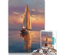 1000 Pieces for Teenagers Sailboat Oil Painting 1000 Pieces Jigsaw Puzzles For Teens And Adults,Train Your Brain And Hands Birthday Present, Gifts 26x38cm
