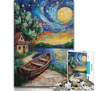 1000 Pieces for Teenagers Sailboat Under The Night Sky Puzzles for Adults Teens 1000 Pieces,Stress Reliever Difficult Challenge Enhance Love between Couples (50x75cm)
