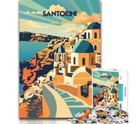 1000 Pieces for Teenagers Santorini Sunlit Domes Jigsaws 1000 Pieces for Adults,Toys Educational Games Stress Relieving Artists Collection, Fine Art 26x38cm