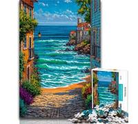 1000 Pieces for Teenagers Seaside City 1000 Piece Jigsaw Puzzles for Teenagers,Stress Reliever Staycation Kill Time Funny Gift 26x38cm