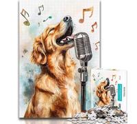 1000 Pieces for Teenagers Singing Golden Retriever Jigsaw Puzzles for Teenagers 1000 Piece,Family Game Stress Reliever Difficult Challenge Secret Santa Gifts 26x38cm