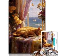 1000 Pieces for Teenagers Sleeping Orange Cat Jigsaws Puzzles 1000 Pieces for Adults Gifts,Present & Gift for Lovers Or Friends (50x75cm)
