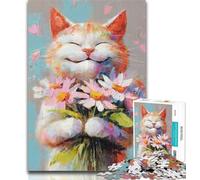 1000 Pieces for Teenagers Smiling Cat 1000 Piece Jigsaw Puzzles for Adults,Diy Modern Wall Art Unique Gift Home Decor 26x38cm
