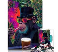 1000 Pieces for Teenagers Smoking Chimpanzee Jigsaw Puzzles for Teenagers 1000 Piece,Educational Games Home Decoration Artists Collection, Fine Art 26x38cm