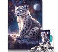 1000 Pieces for Teenagers Snow Leopard Under The Moon 1000 Pieces Jigsaw Puzzles for Adults And Teens,with Fully Interlocking Randomly Shaped Pieces for And 14 Years Old 50x75cm