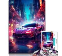 1000 Pieces for Teenagers Sports Cars on Neon Streets 1000 Piece Jigsaw Puzzle for Adults Teens,Family Game Stress Reliever Difficult Challenge Great Gifts And Toys 50x75cm