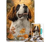 1000 Pieces for Teenagers St Bernard Dog Puzzles for Adults Teens 1000 Pieces,Stress Reliever Difficult Challenge Enhance Love between Couples 50x75cm
