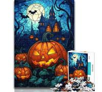 1000 Pieces for Teenagers Stained Glass Pumpkin Jigsaws Puzzles 1000 Pieces for Adults Gifts,Toys Educational Games Stress Relieving Unique Home Decor And Gifts 26x38cm