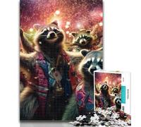 1000 Pieces for Teenagers Starry Night Raccoon Jigsaws 1000 Pieces for Adults,Toys Educational Games Stress Relieving Artists Collection, Fine Art 75x50cm