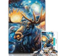 1000 Pieces for Teenagers Starry Sky Moose Jigsaw Puzzles 1000 Pieces for Adults Teens,Birthday Present, Gifts for And Age 14 26x38cm
