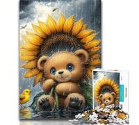 1000 Pieces for Teenagers Sunflower Teddy Bear 1000 Pieces Jigsaw Puzzles for Adults And Teens,with Fully Interlocking Randomly Shaped Pieces for And 14 Years Old 50x75cm