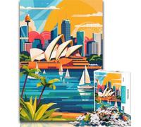 1000 Pieces for Teenagers Sydney Skyline Illustration Jigsaw Puzzles for Adults 1000 Pieces,Family Game Stress Reliever Difficult Challenge Great Gifts And Toys 75x50cm