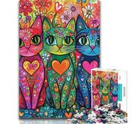 1000 Pieces for Teenagers Three Cute Adorable Cats Jigsaw Puzzles 1000 Pieces for Adults Teens,Family Game Stress Reliever Difficult Challenge Great Gifts And Toys 50x75cm