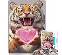 1000 Pieces for Teenagers Tiger Holding A Heart Puzzles 1000 Pieces for Adults,for Is Ideal As A Gift for The Whole Family for And 14 Years Old (38x26cm)