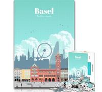 1000 Pieces for Teenagers Travel to Basel Jigsaws 1000 Pieces for Adults,Toys Educational Games Stress Relieving Artists Collection, Fine Art 26x38cm