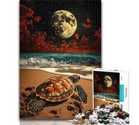1000 Pieces for Teenagers Turtle on The Beach 1000 Piece Jigsaw Puzzle for Adults Teens,Educational Games Home Decoration Artists Collection, Fine Art 50x75cm