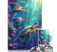 1000 Pieces for Teenagers Turtle on The Seabed Jigsaw Puzzles for Teenagers 1000 Pieces,Challenging Difficult with Fully Interlocking Randomly Shaped Pieces 26x38cm