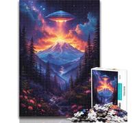 1000 Pieces for Teenagers UFO in The Mountain Clouds Jigsaw Puzzles for Teenagers 1000 Piece,Family Game Stress Reliever Difficult Challenge Secret Santa Gifts 26x38cm