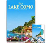 1000 Pieces for Teenagers Visit Lake Como Adult Jigsaws 1000 Pieces Difficult,Toys Educational Games Stress Relieving Artists Collection, Fine Art 26x38cm