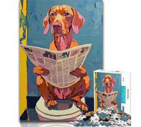 1000 Pieces for Teenagers Vizsla on The Toilet 1000 Pieces Jigsaw Puzzle For Adults Teens,Challenging Game for The Whole for Women, Gifts for Men 26x38cm