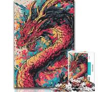 1000 Pieces for Teenagers Watercolor Dragon 1000 Piece Jigsaw Puzzle for Adults Teens,Educational Games Home Decoration Artists Collection, Fine Art 50x75cm