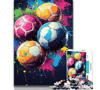 1000 Pieces for Teenagers Watercolor Football 1000 Piece Jigsaw Puzzle for Adults Teens,Family Game Stress Reliever Difficult Challenge Great Gifts And Toys 50x75cm