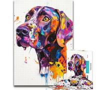 1000 Pieces for Teenagers Watercolor German Shorthaired Pointers Jigsaw Puzzles for Teenagers 1000 Pieces,Challenging Difficult with Fully Interlocking Randomly Shaped Pieces 26x38cm