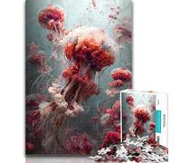 1000 Pieces for Teenagers Watercolor Jellyfish Jigsaw Puzzles for Teenagers 1000 Piece,Family Game Stress Reliever Difficult Challenge Secret Santa Gifts 50x75cm
