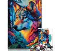 1000 Pieces for Teenagers Watercolor Wolf Adult Jigsaw Puzzles 1000,for Educational Game Challenge Toy Artists Collection, Fine Art 50x75cm